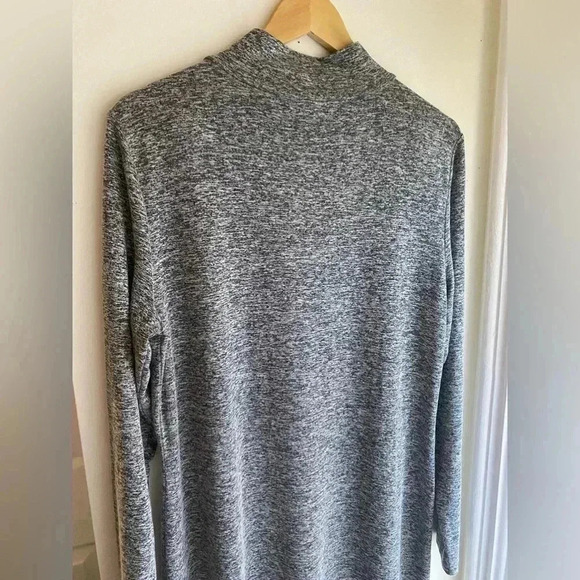 LOFT Mock Neck Sweater Dress Heather Gray Size Large Long Sleeve Stretch Midi - Picture 8 of 12